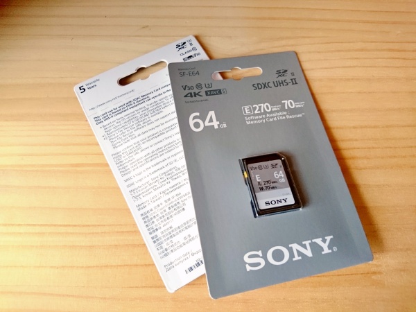 SONY製SDXC(UHS-II)カード 64GB SE-E64 V30 Class10 UHS Speed Class3
