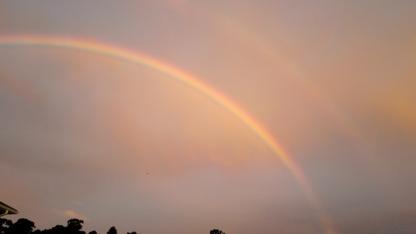 ダブルレインボー 夕方に見えた二重の虹